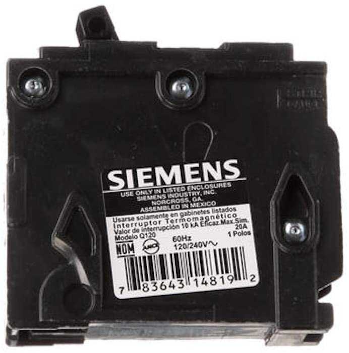 PARALLAX PWR, Siemens Q120 20-Amp 1 Pole 120-Volt Circuit Breaker by Siemens