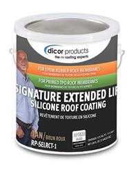 Dicor Corp. , white - 1 gal | Roof Coating Dicor Corp. RP-SELRC-1 Signature Extended Life RV Roof Coating ™, Use To Protect Roof Membranes, For Rubber RV Roof, Covers 125 Square Feet Per Gallon, White, 1 Gallon Can