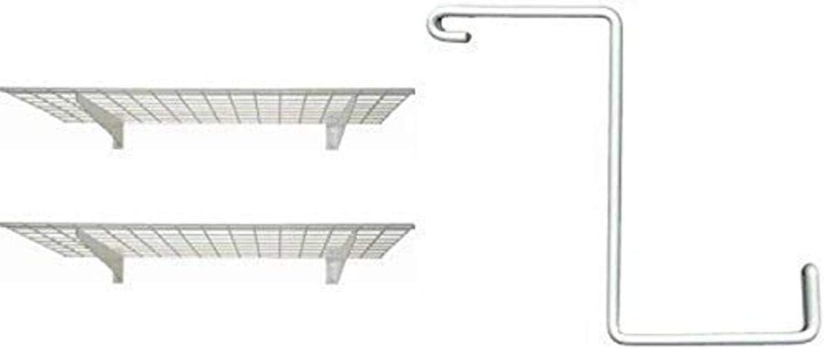 BRAND, CATEGORY, HYLOFT, UTILITY SHELVES, 00651 45-Inch by 15-Inch Wall Shelf, Off White, 2-Pack with Add-On Storage Hook Accessory for HyLoft Model-540 Ceiling Rack, 4-Pack