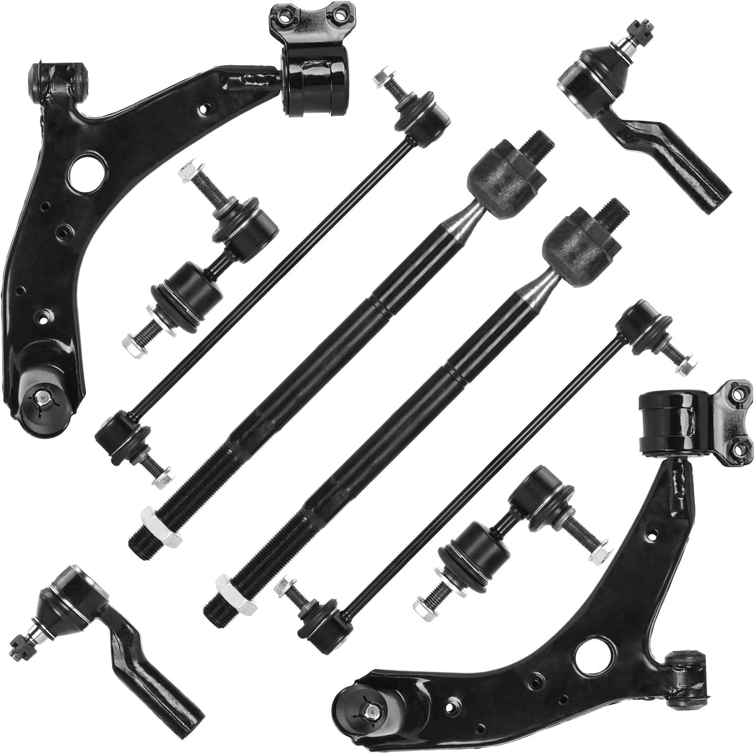 AEAGLE, BRAND, CATEGORY, CONTROL ARMS, 10pcs Front Lower Control Arms w/Ball Joints + Tie Rods + Sway Bar Links for Mazda 3 2004-2009, Mazda 3 Sport 2009, Mazda 5 2006-2017, Suspension Kit K620040 K620041