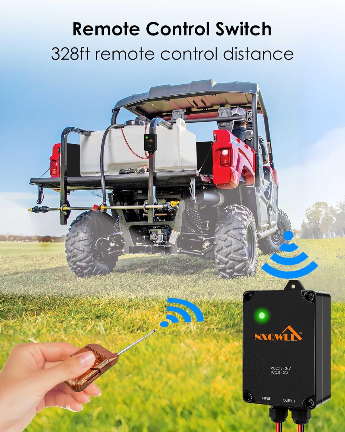 BRAND, CATEGORY, NXQWLL, SPRAYERS, 12-24Volt Wireless Remote Control Switch with 2 Keys, Ideal for All 12-24 Volt Agricultural Sprayer Pumps, 328FT/100m Remote Control Range, up to 25A, IP68 Waterproof