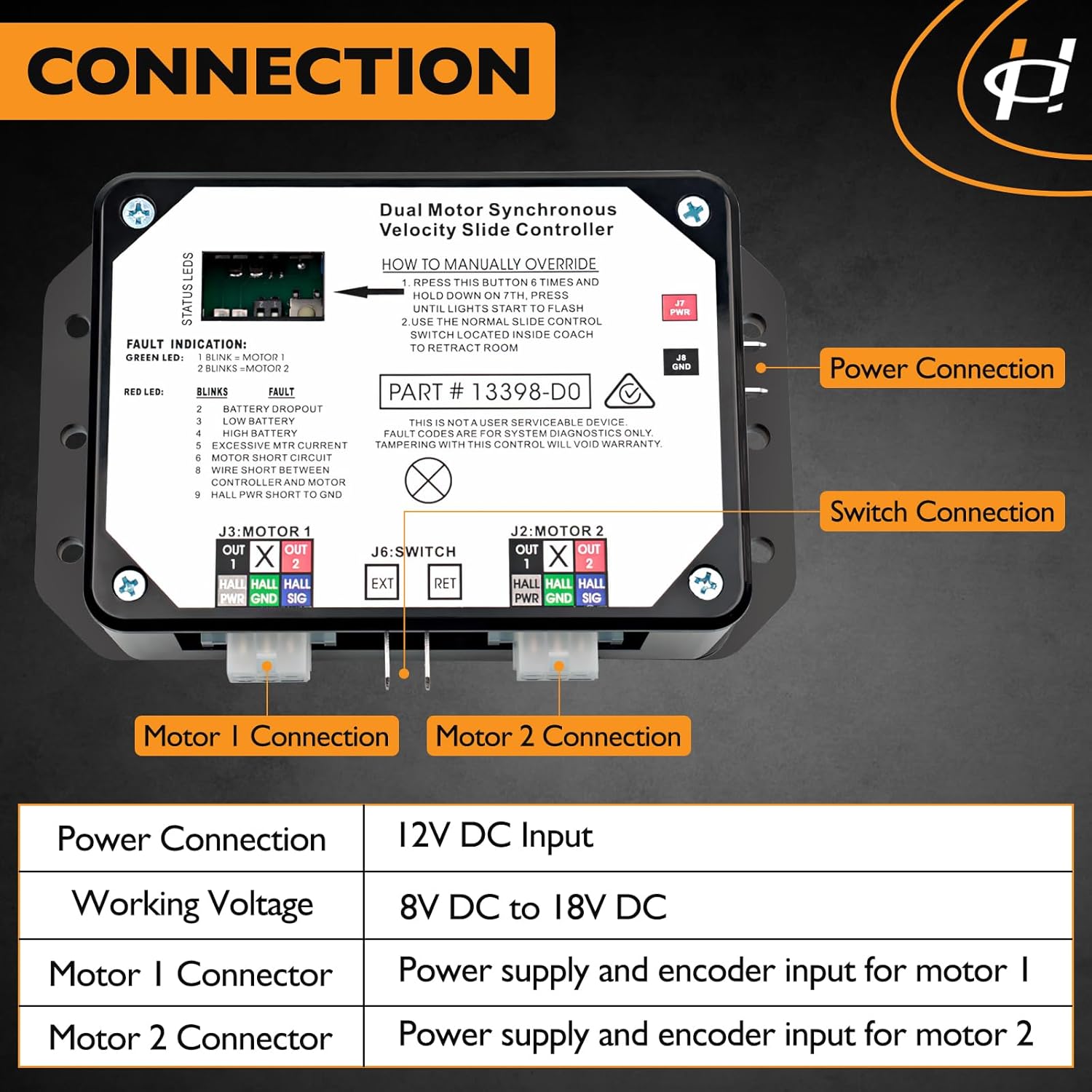 BOOST CONTROLLERS, BRAND, CATEGORY, HQPASFY, 13398-C2 Slide Controller, Dual Motor Synchronous Velocity Slide Controller - Replaces# 13398-Do Slide Controller V-Sync II, Compatible with Lippert in-Wall Slide-Out on RV, 211852