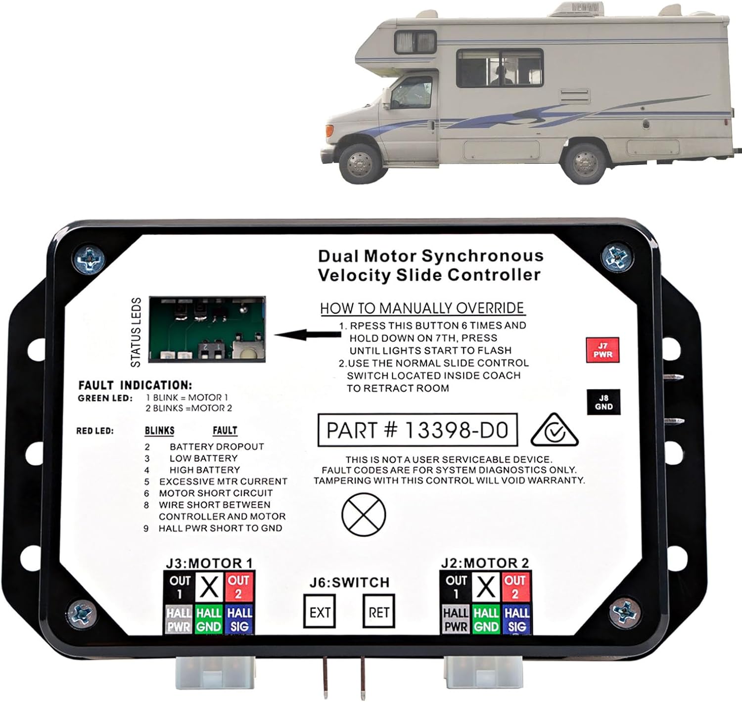 BOOST CONTROLLERS, BRAND, CATEGORY, HQPASFY, 13398-C2 Slide Controller, Dual Motor Synchronous Velocity Slide Controller - Replaces# 13398-Do Slide Controller V-Sync II, Compatible with Lippert in-Wall Slide-Out on RV, 211852