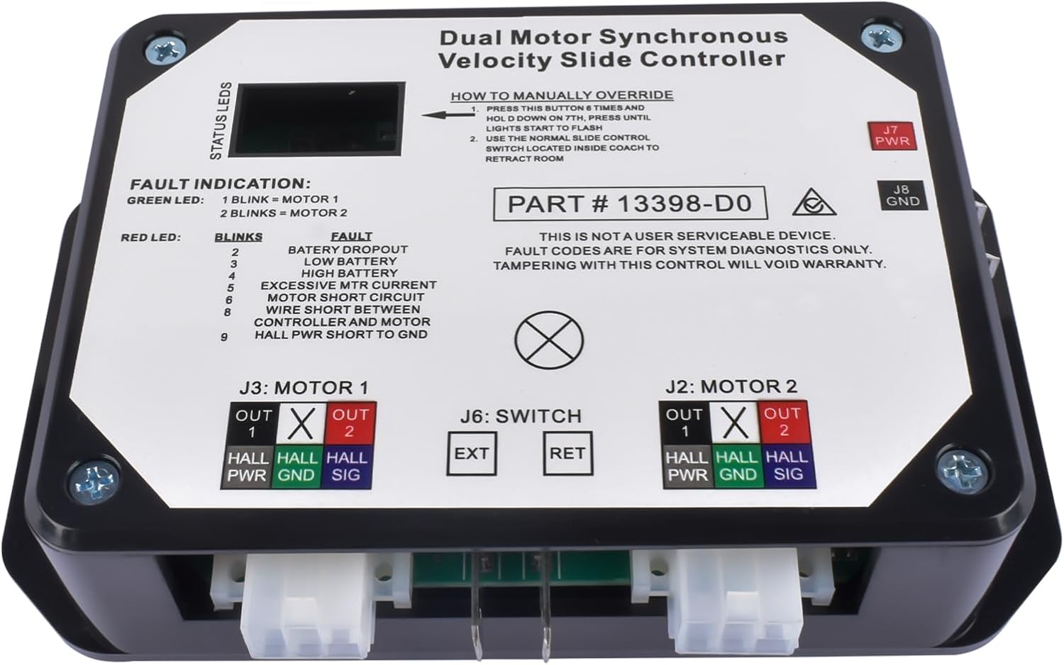 BRAND, CATEGORY, ENOCOS, PLUGS, INLETS & RECEPTACLES, 13398-DO Dual Synchronous Velocity Slide Controller Compatible with L'ippert in-Wall Slide-Out on RV, Replacement for Controller V-Sync II Part# 211852