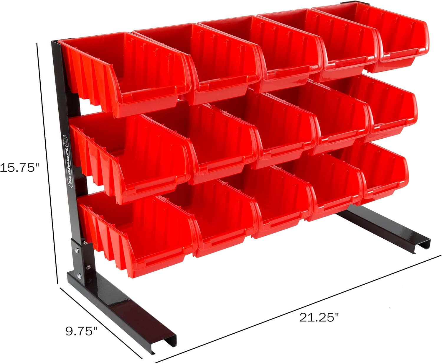 BRAND, CATEGORY, STALWART, STORAGE RACKS, Stalwart 15 Bin Storage Rack Organizer- Durable Carbon Steel with Stackable Plastic Drawers for Tools, Hardware, Crafts, Office Supplies, More