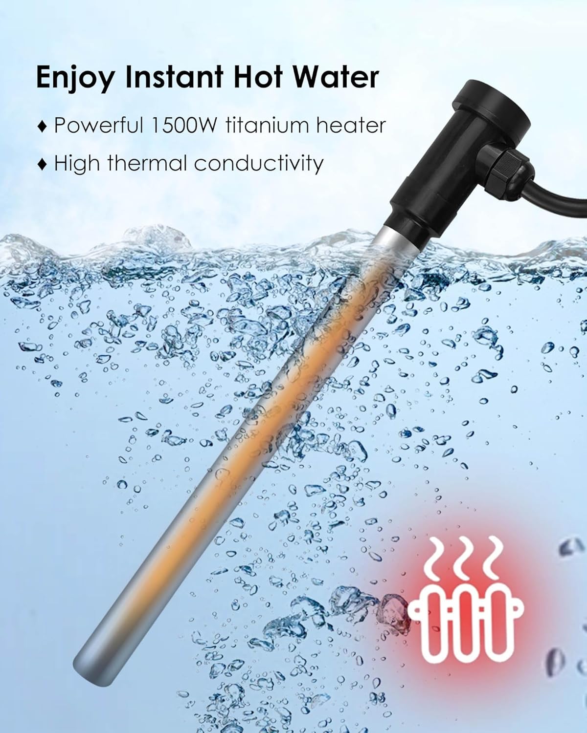 BRAND, CATEGORY, NXQWLL, WATER HEATERS, 1500W 120V Titanium Hot Tub Water Heater with Temperature Control, Fully Submersible Hot Tub Heater for Bathtub Pool Water Tank, Portable Electric Immersion Swimming Pool Water Heater