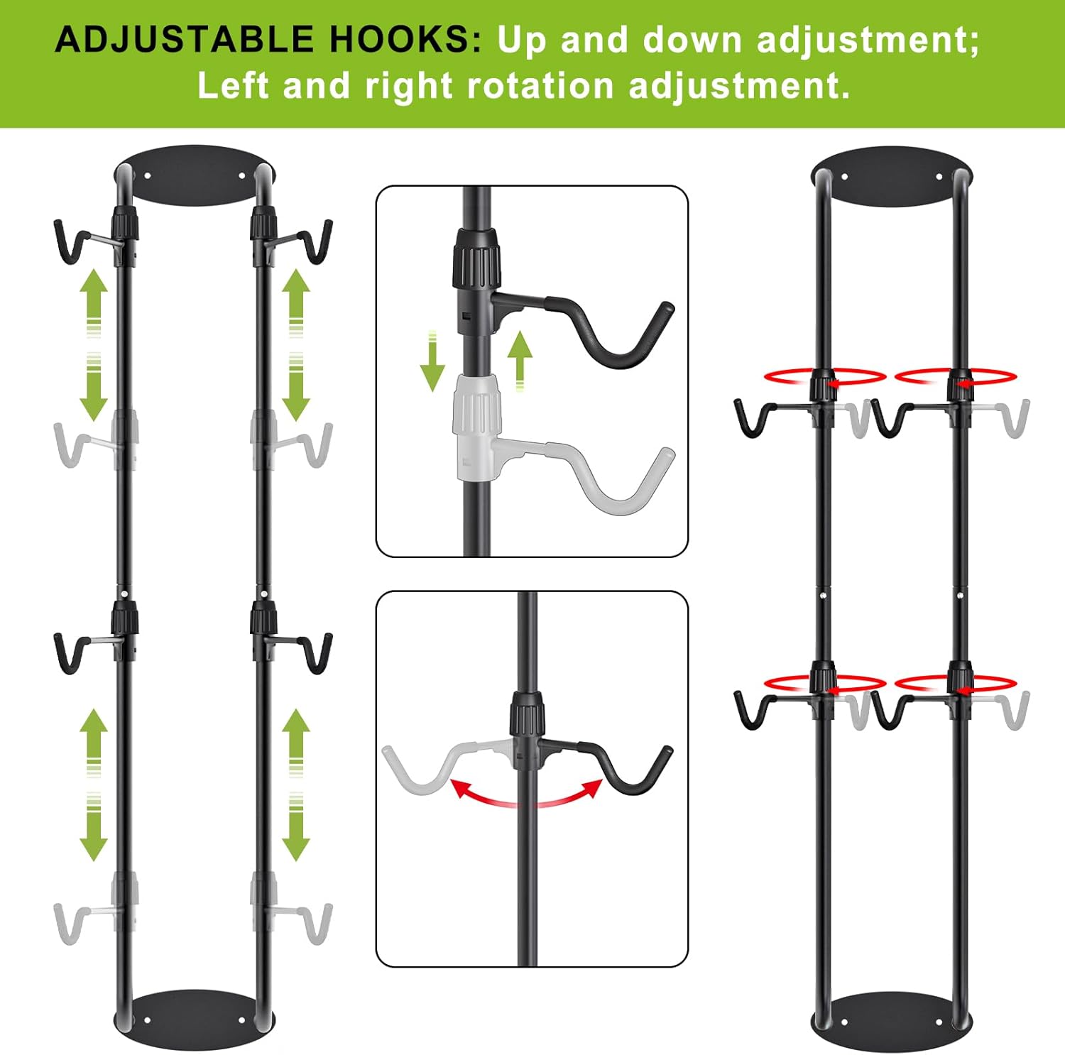 BIKE RACKS & STANDS, BRAND, CATEGORY, INSAGA, 2 Bike Rack Garage Wall Mount Bike Storage Hooks Hangers for Garage, All Steel Wall Mount Bike Rack up to 120lbs, Vertical Bike Stand Rack, Horizontal Bike Hangers for Garage Save Space