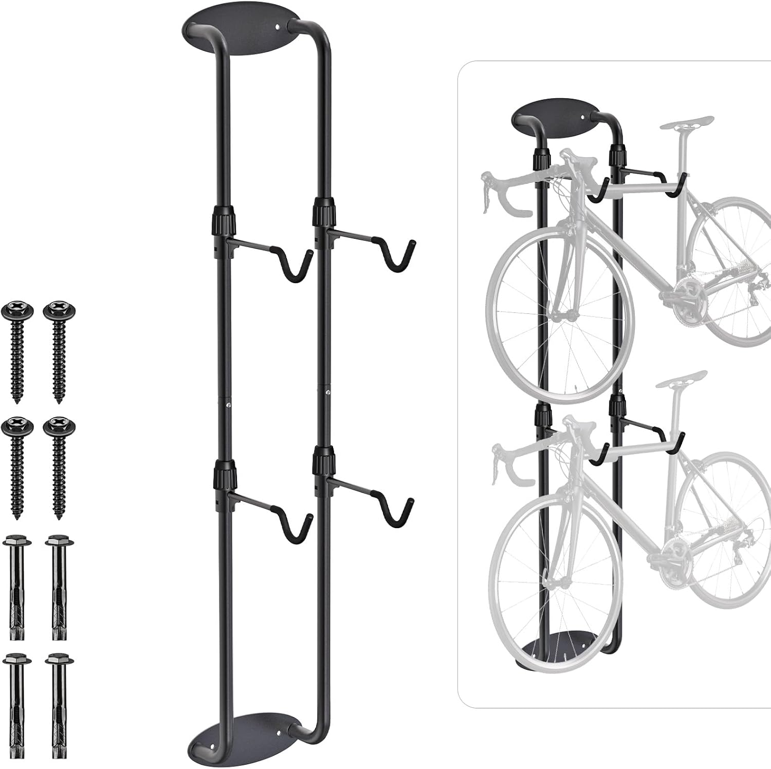 BIKE RACKS & STANDS, BRAND, CATEGORY, INSAGA, 2 Bike Rack Garage Wall Mount Bike Storage Hooks Hangers for Garage, All Steel Wall Mount Bike Rack up to 120lbs, Vertical Bike Stand Rack, Horizontal Bike Hangers for Garage Save Space