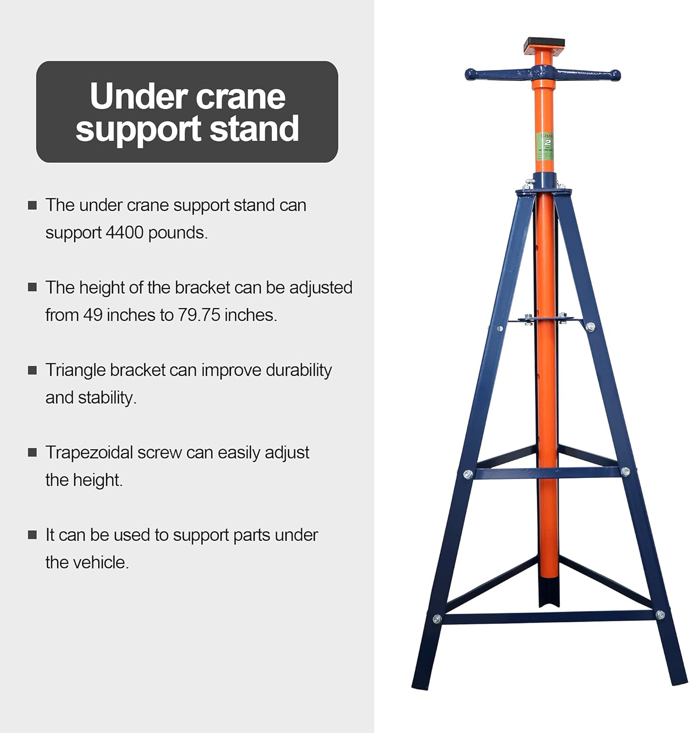 A A IN, BRAND, CATEGORY, JACK STANDS, 2 Pack 2 Ton Automotive Under Hoist Tripod Stand 4,400lb. Capacity, Support Range 49"-79.75", Heavy Duty Steel for Garages, Repair Shops, and DIY,Blue