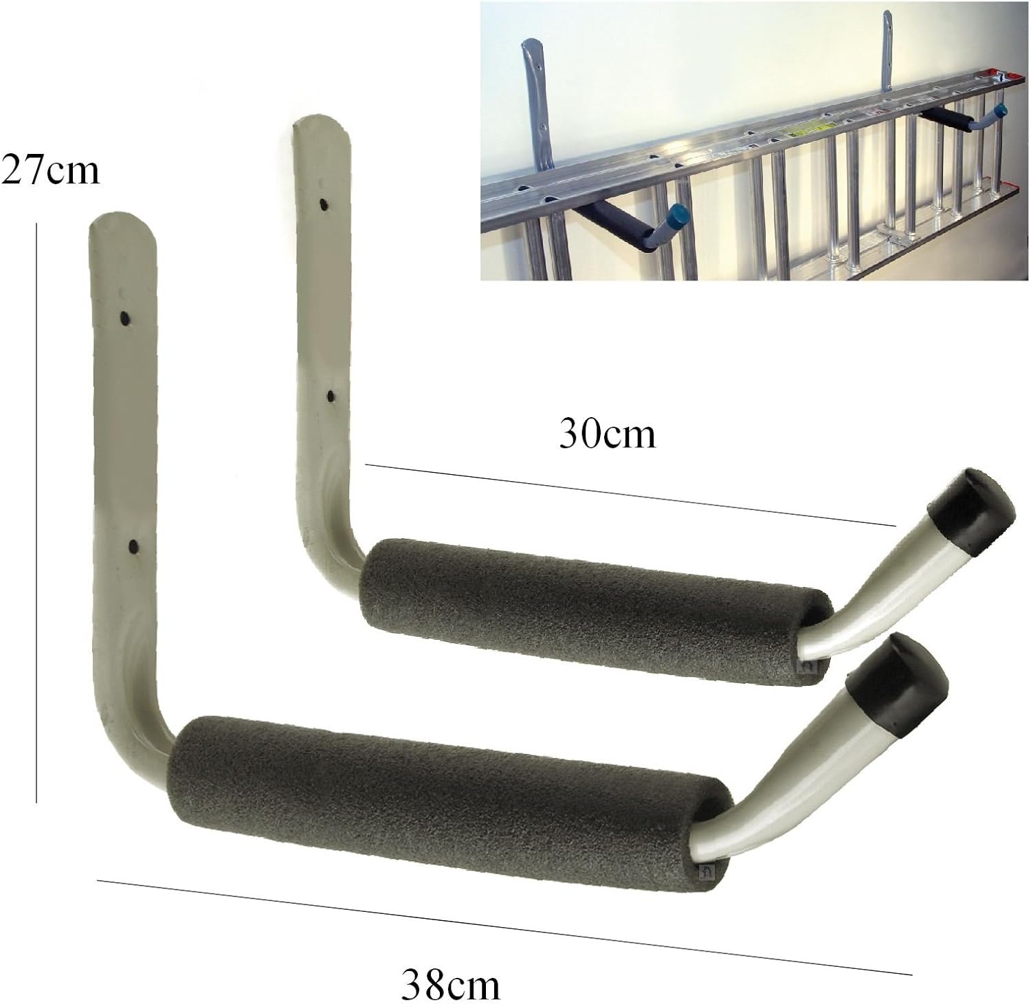 BRAND, CATEGORY, HOOKS, SMARTHOME, 2 x Giant Heavy Duty Storage Hooks Wall Mounted Ladder Bike Garage Padded Hook