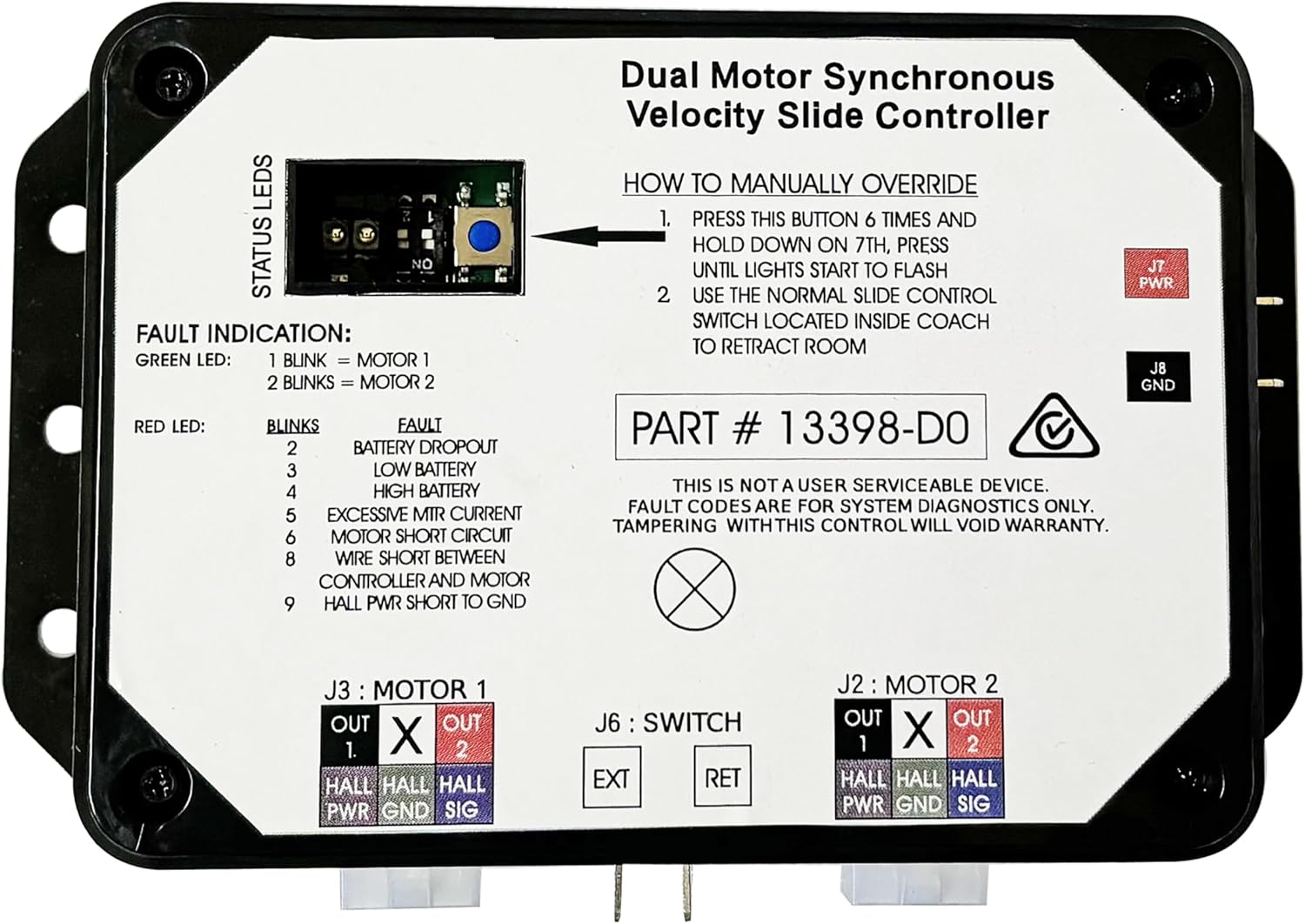 BOOST CONTROLLERS, BRAND, CATEGORY, OIMDK, 2024 New Upgraded 13398-DO Dual Synchronous Velocity Slide Controller , Replacement for Controller V-Sync II ，Compatible with Lippert in-Wall Slide-Out on RV，211852