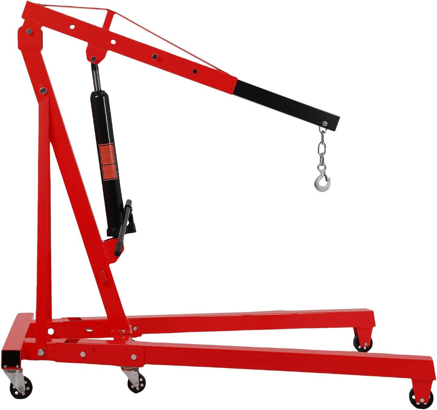 BRAND, CATEGORY, ENGINE HOISTS & STANDS, PIONEERWORKS, 2 Ton Folding Engine Crane Engine Hoist Cherry Picker Ship Crane Heavy Duty Steel Lift Garage Workshop Auto Repair Foldable Stand 6 Caster (Red)