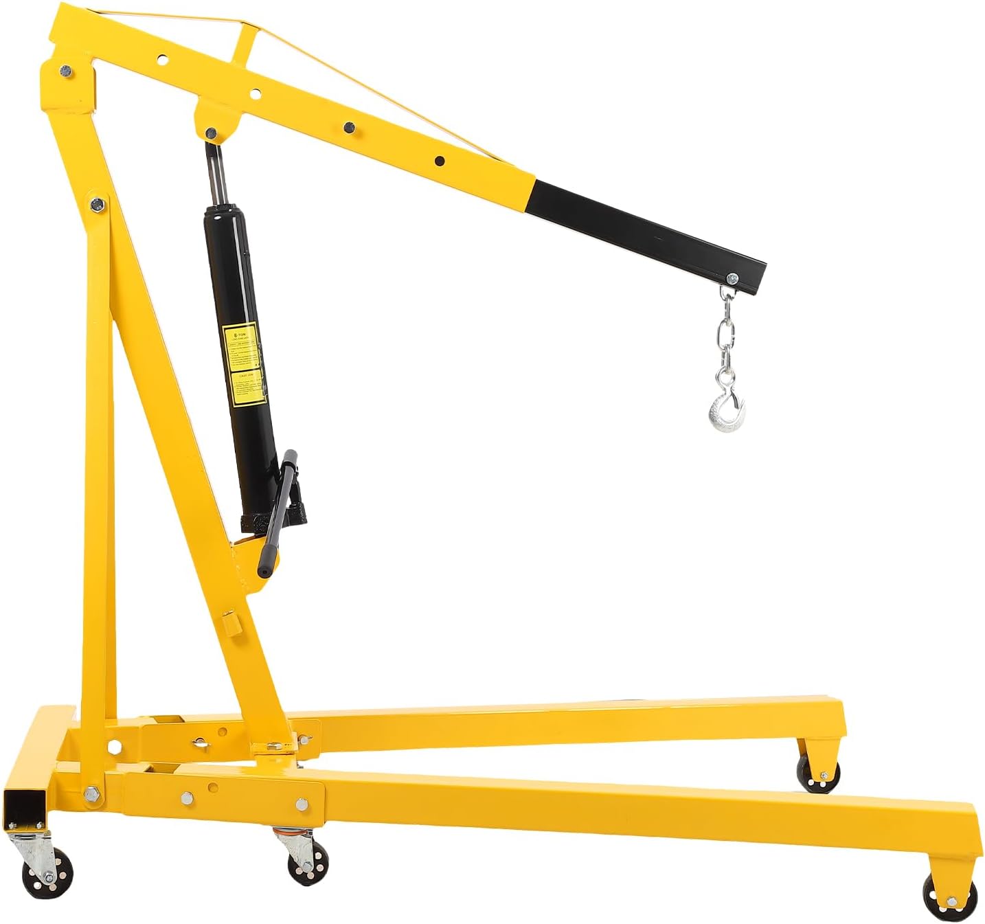 BRAND, CATEGORY, ENGINE HOISTS & STANDS, GARVEE, 4000LB Folding Engine Crane Engine Hoist Cherry Picker 2Ton Ship Crane Heavy Duty Steel Lift Garage Workshop Auto Repair Foldable Stand 6 Caster (Yellow)