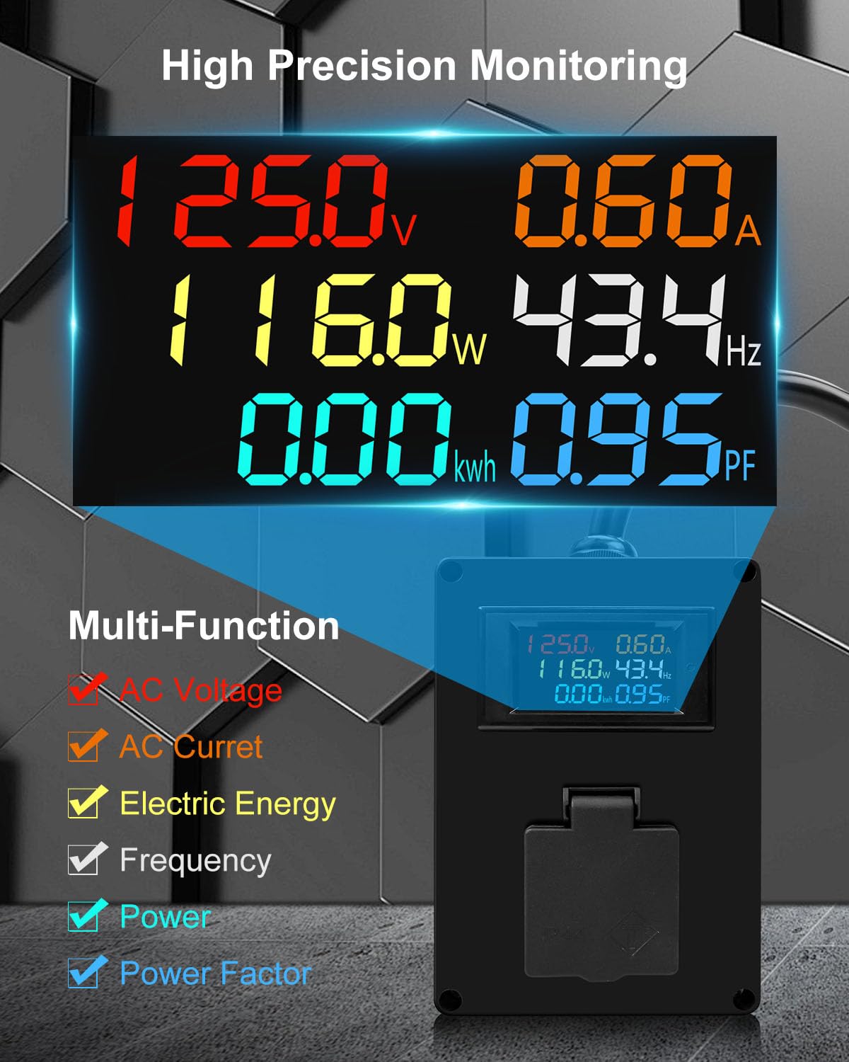 BRAND, CATEGORY, NXQWLL, VOLTAGE TESTERS, 30A AC Power Meter, 125V L5-30P to L5-30R LCD Display Digital Multimeter Tester for Generator, Watt Ammeter Voltmeter, Current Voltage Frequency Power Factor Monitor