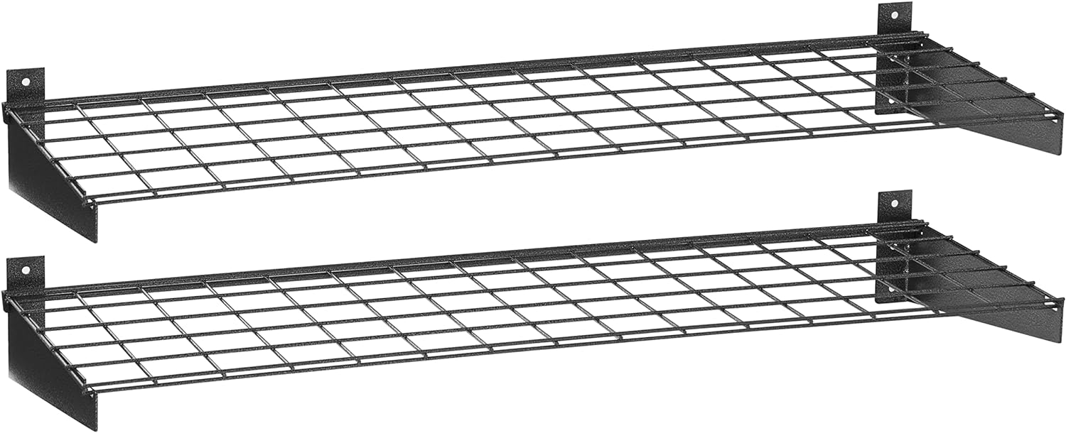 BRAND, CATEGORY, HYLOFT, STORAGE RACKS, 45-Inch X 15-Inch Steel Wall Shelf Storage Rack for Garage, Low-Profile Brackets, Max Shelf Load 200 Pounds, Hammertone, 2-Pack