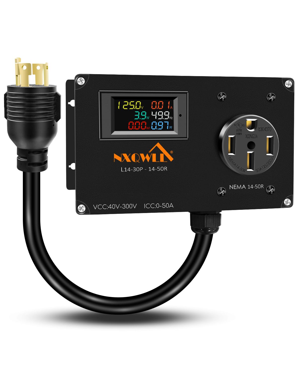 BRAND, CATEGORY, NXQWLL, VOLTAGE TESTERS, AC Power Meter, 240V 50A NEMA L14-30P to NEMA 14-50R Outlet Monitor for Generator, LCD Display Digital Multimeter Tester, 30A to 50A Multifunction Energy Monitor