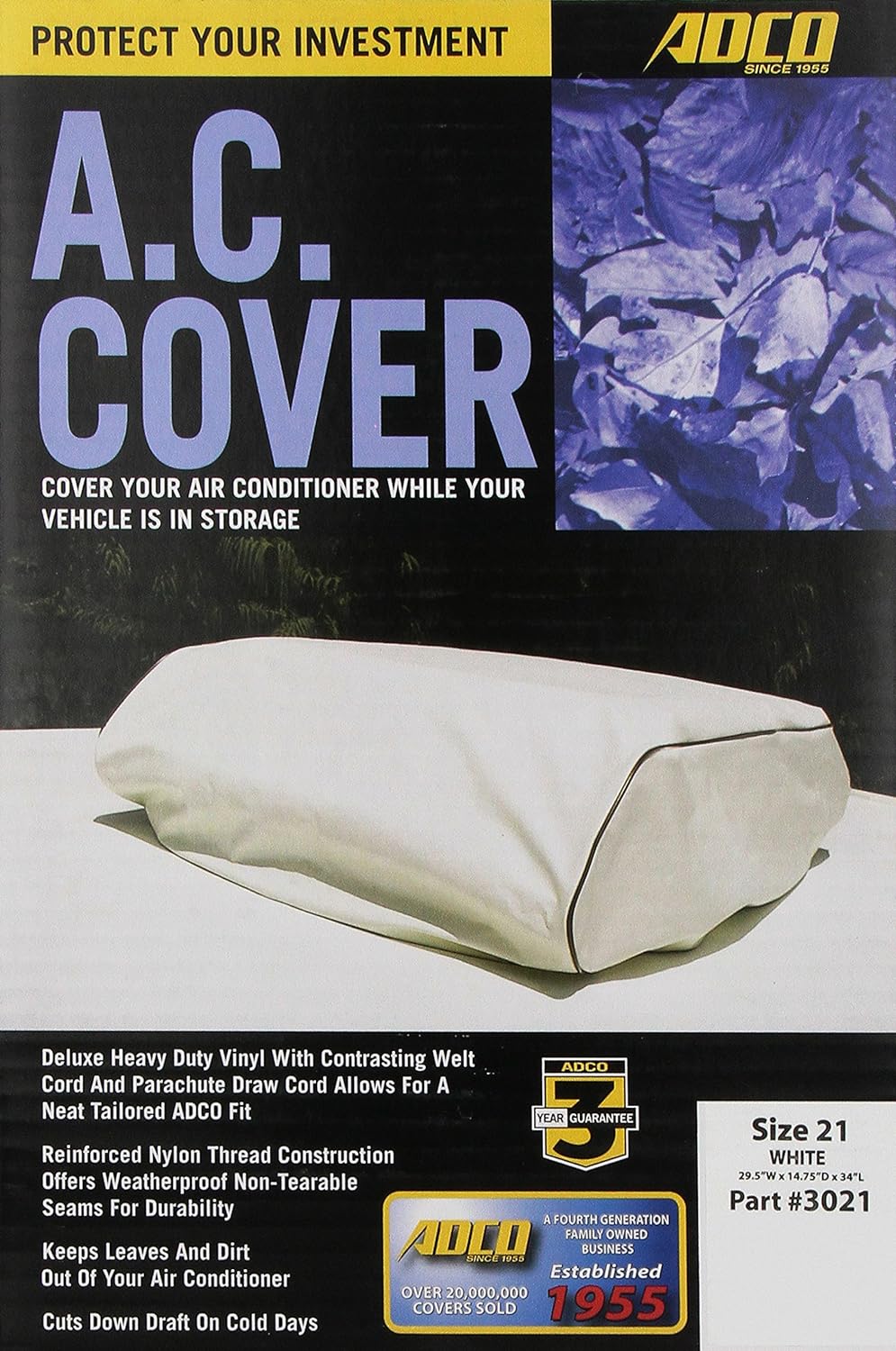 ACCESSORIES, ADCO, BRAND, CATEGORY, ADCO 3021 White RV Air Conditioner Cover, Size 21