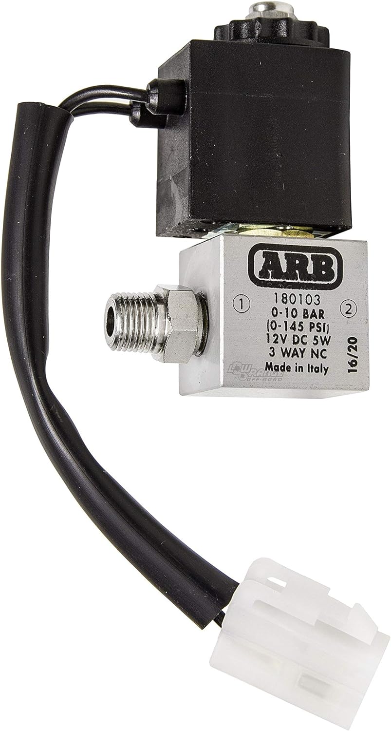 ARB, BRAND, CATEGORY, SOLENOIDS, ARB 180103 Aluminum Solenoid 12VDC 1/8" This is ARB's official replacement 12v electric Air Solenoid.