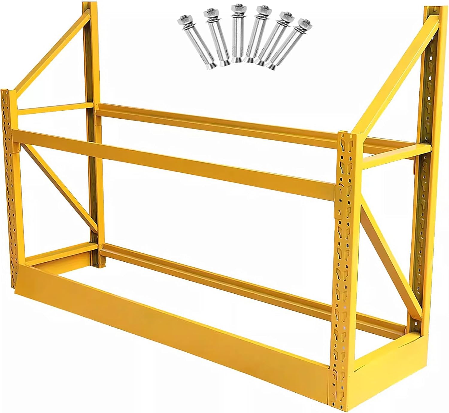 BRAND, CATEGORY, GARAGE STORAGE, LZMZMQ, Adjustable Garage Multi Tire Storage System Wall Mounted, Commercial Metal Tyre/Rims/Semi Tire Organizer Rack for Warehouse/Apartment/Retail Store, Hold 10/14 Tires, with Fittings ( Color : Yellow 2 T