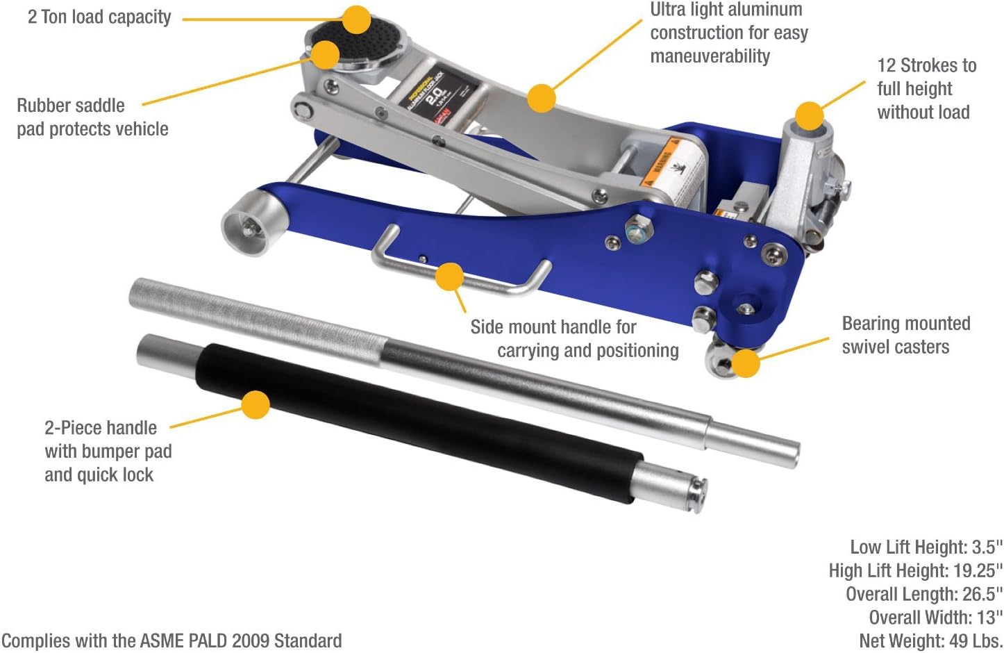 ARCAN, BRAND, CATEGORY, FLOOR JACKS, Arcan 3-Ton Professional Garage Jack (A20005) Steel