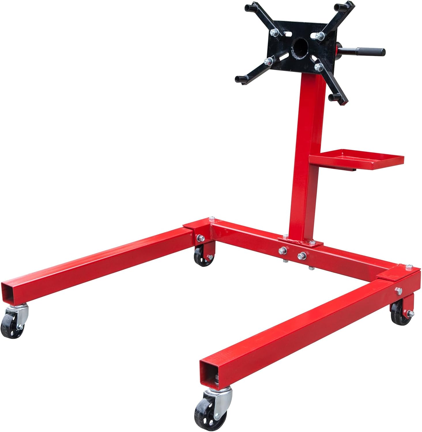 BIG RED, BRAND, CATEGORY, ENGINE HOISTS & STANDS, BIG RED AT25002R Torin Rotating Engine Stand: Removable Oil Pan and Magnetic Tray, Turbine Turntable, 2 Brake Caster Lockable Wheels, 1,000 Lbs Capacity