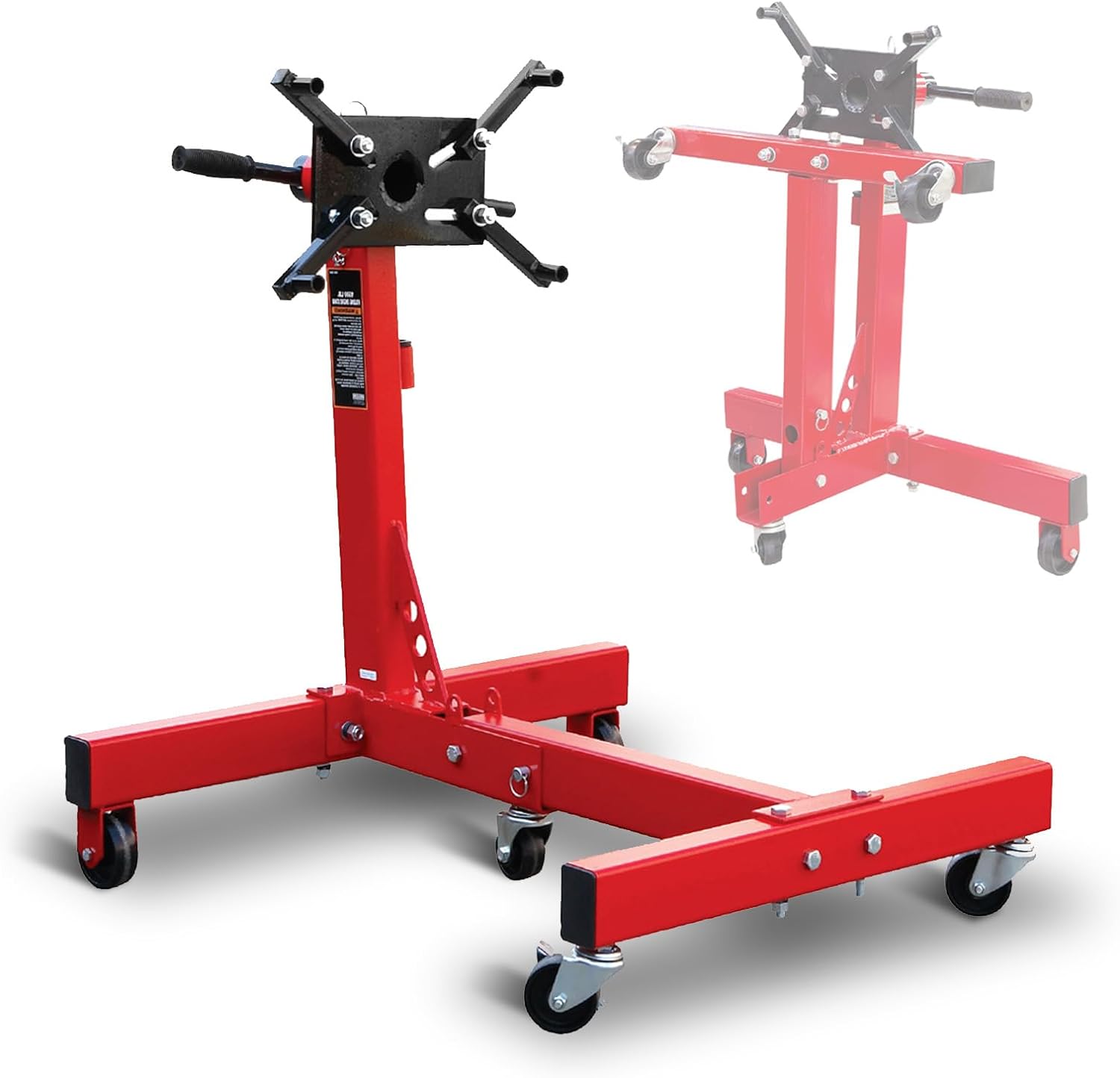 BIG RED, BRAND, CATEGORY, ENGINE HOISTS & STANDS, BIG RED AT25002R Torin Rotating Engine Stand: Removable Oil Pan and Magnetic Tray, Turbine Turntable, 2 Brake Caster Lockable Wheels, 1,000 Lbs Capacity