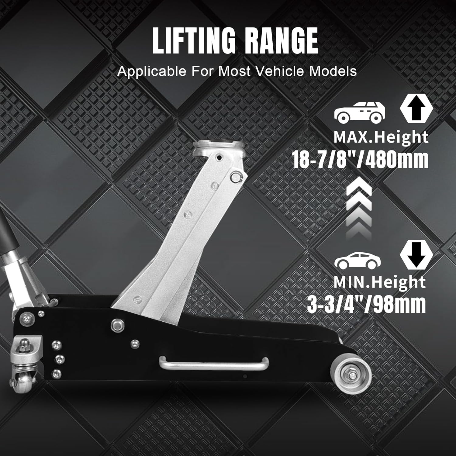 BRAND, CATEGORY, FLOOR JACKS, TORIN, Torin AT830003XLB Low Profile Economic Aluminum Service/Floor Garage Jack with Quick Lift Pump, 3 Ton (6,000 lb) Capacity, Black