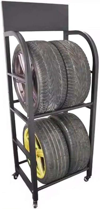 BOHHO, BRAND, CATEGORY, STORAGE RACKS, BOHHO Tire Storage Stand Garage Tire Rack Shelf with Wheels, 2 Tier Rolling Tire Rack Car Motorcycle Tires Stand Display for Garage - Indoor/Outdoor Shelves(120x50x177cm)