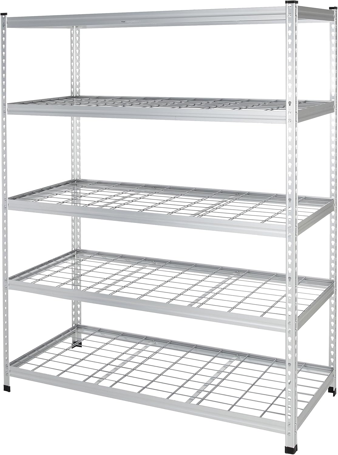 BASICS, BRAND, CATEGORY, STORAGE RACKS, Basics Heavy Duty Storage Shelving Unit, Double Post, 5 Shelf, High-Grade Aluminum, Silver, 60 x 24 x 78 Inch