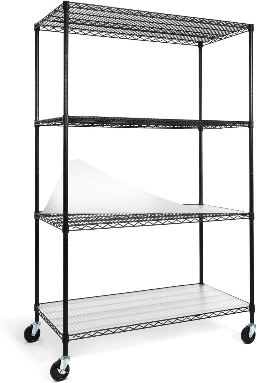 BRAND, CAPHAUS, CATEGORY, UTILITY SHELVES, CAPHAUS NSF Commercial Grade Heavy Duty Wire Shelving w/Wheels, Leveling Feet & Liners, Storage Metal Shelf, Garage Shelving Storage, Utility Wire Rack Storage Shelves, 36 x 18 x 76 4-Tier No Liner