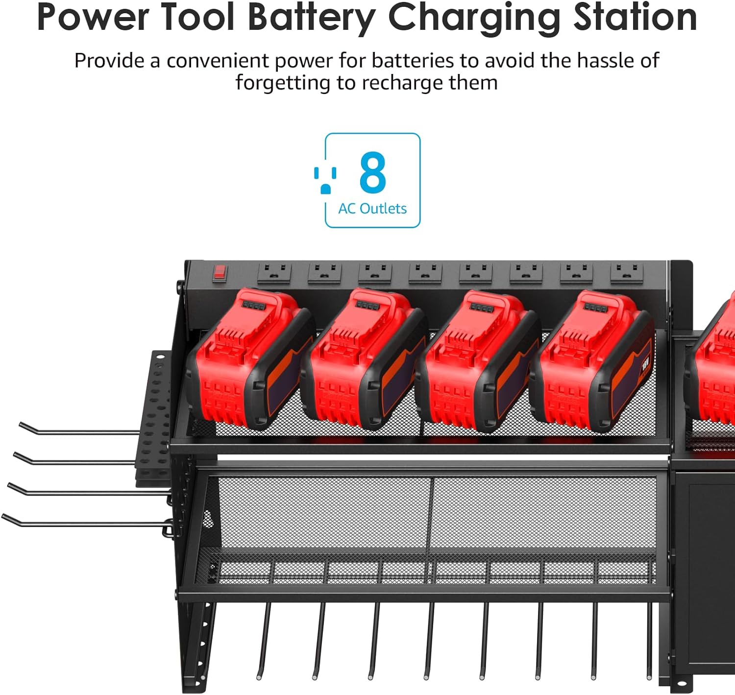 BRAND, CATEGORY, CCCEI, STORAGE RACKS, CCCEI Power Tools Organizers with Charging Station. Drills and Battery Holder Wall Mount with Cabinet Storage. Garage Rack Shelf with Power Strip. Gifts for Men, Father.