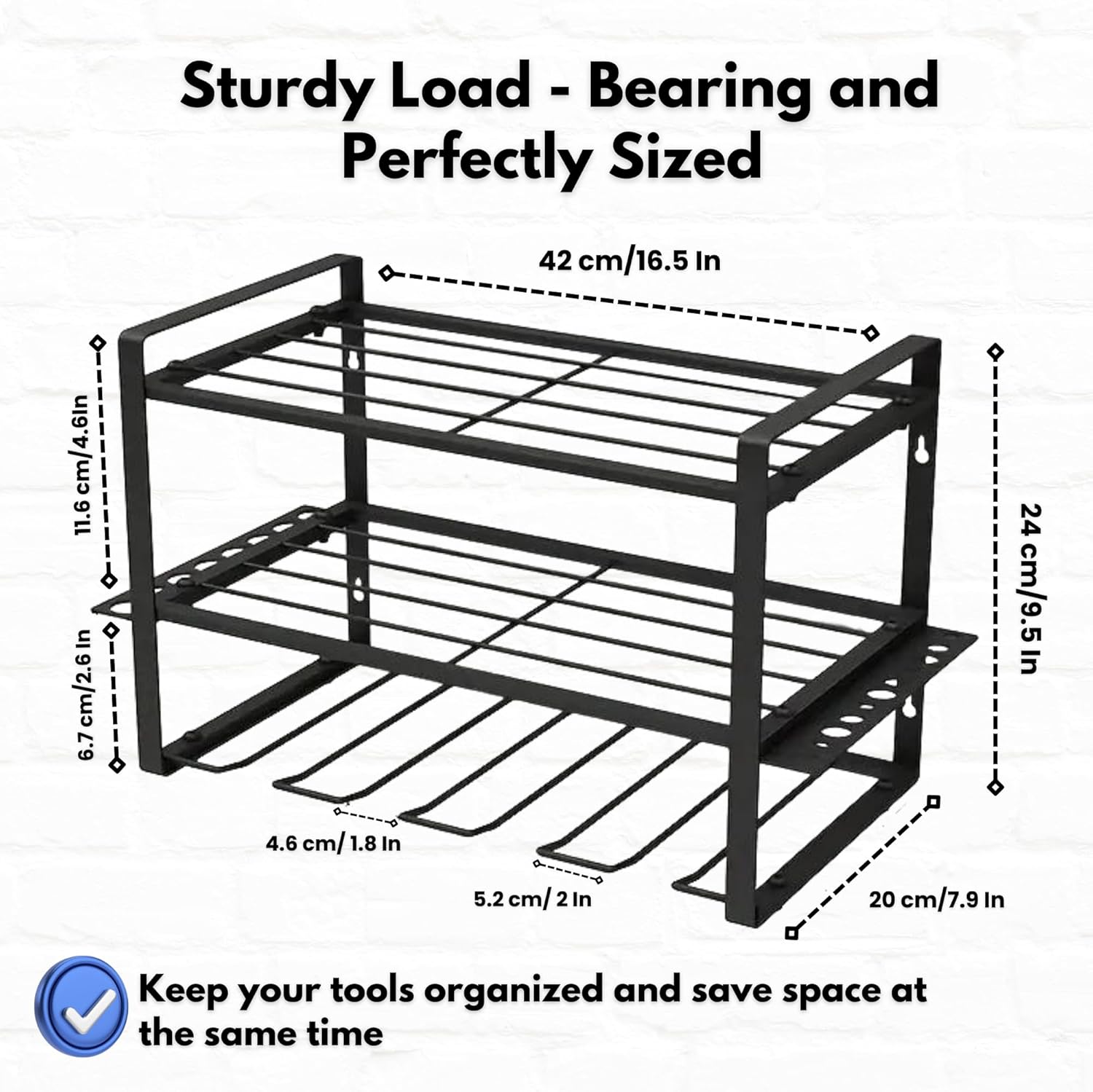 BRAND, CATEGORY, GENERIC, STORAGE RACKS, CRACSUPPLIES 3 Layers Power Tool Organizer, Metal Alloy Drill Holder Wall Mount, Power Tool Holder for screwdrivers, hammers, and clamping tools