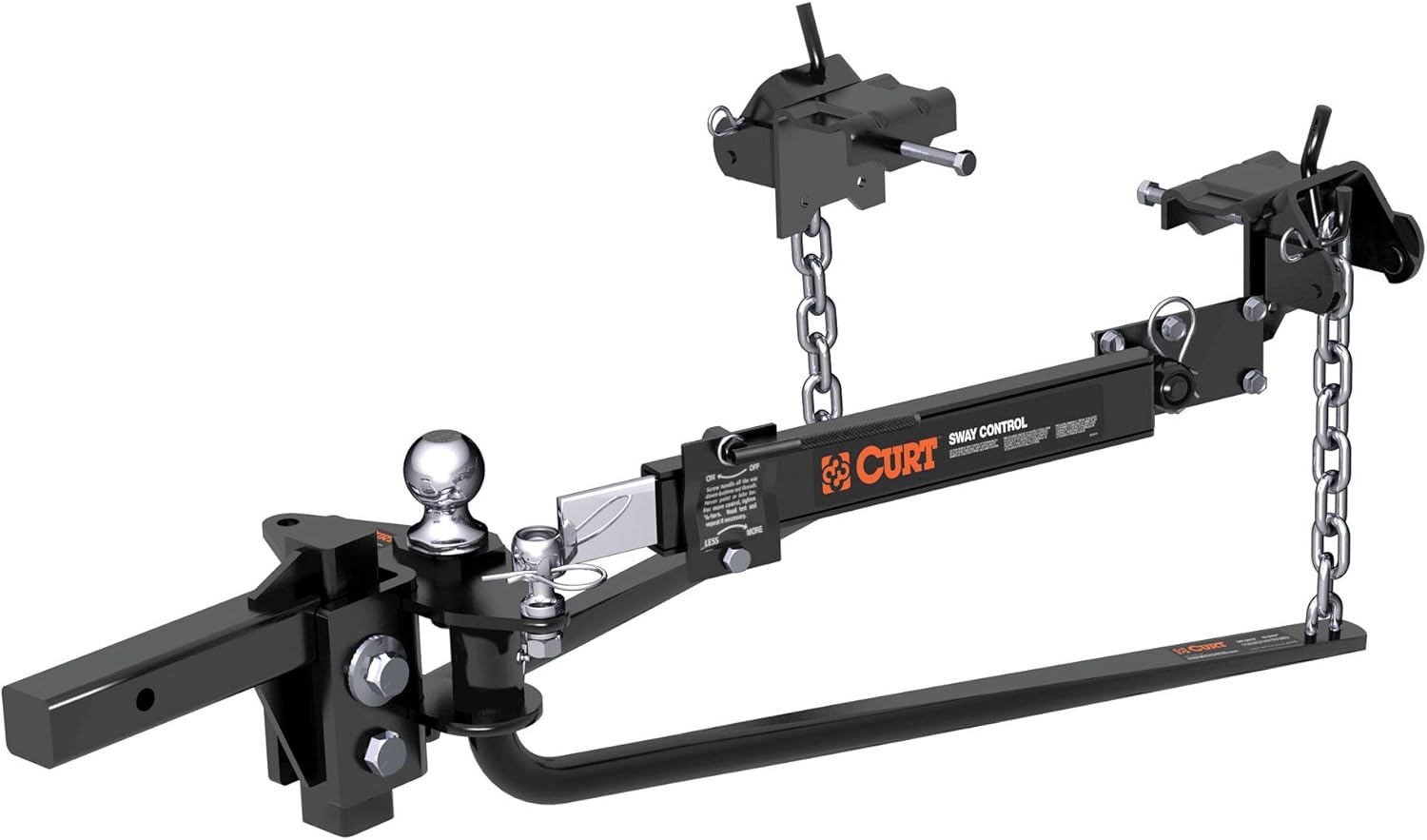 BRAND, CATEGORY, CURT, WEIGHT DISTRIBUTING HITCHES, CURT 17063 Round Bar Weight Distribution Hitch with Integrated Lubrication and Sway Control, Up to 14K, 2-In Shank, 2-5/16-Inch Ball , Black