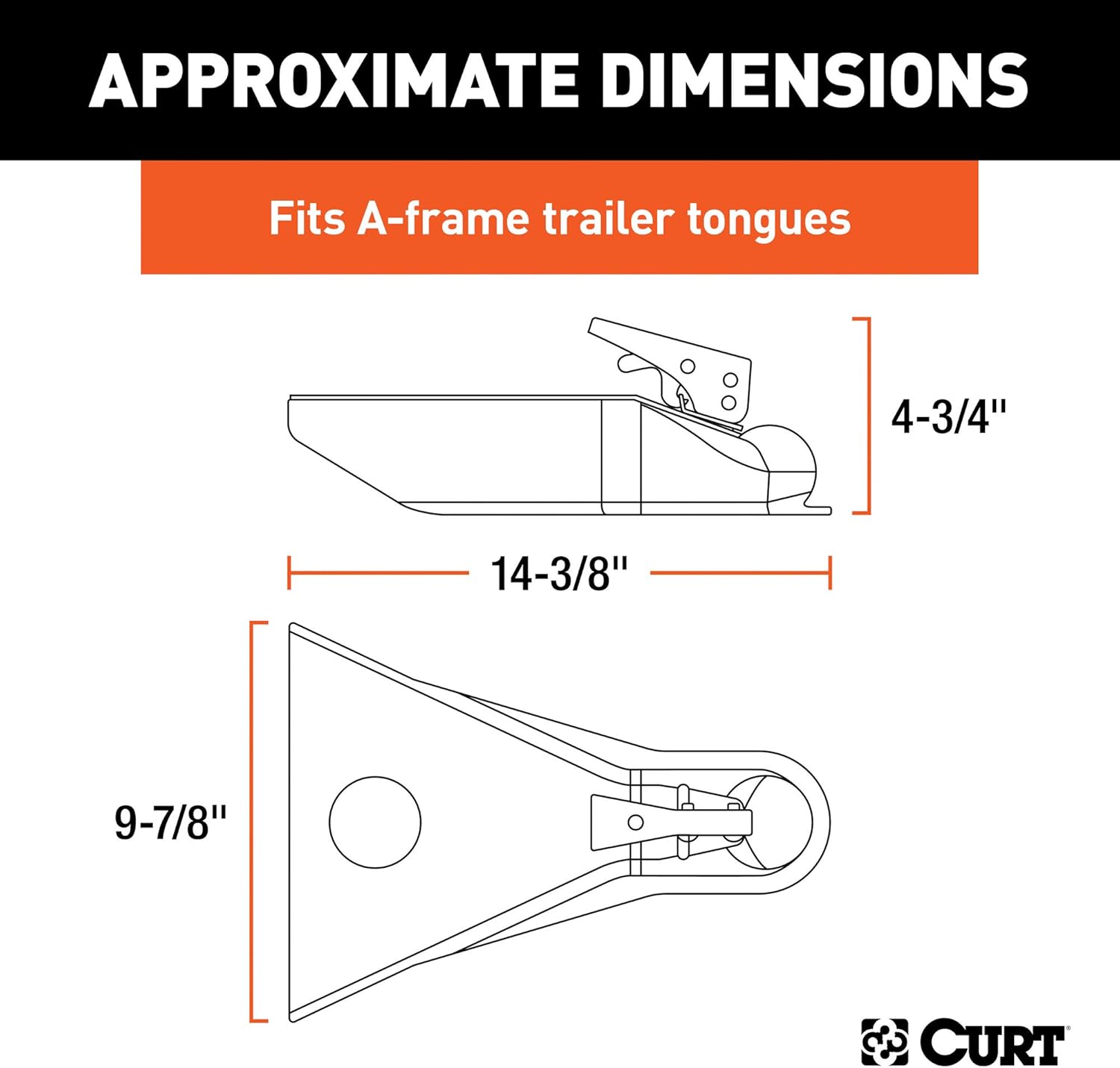 BRAND, CATEGORY, COUPLER PARTS, CURT, CURT 25210 Black A-Frame Trailer Coupler, 2-Inch Hitch Ball, 5,000 lbs, GLOSS BLACK POWDER COAT