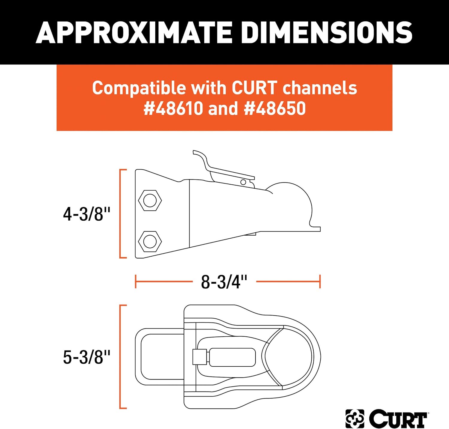 BRAND, CATEGORY, COUPLER PARTS, CURT, CURT 25330 Channel-Mount Adjustable Trailer Coupler, 2-5/16-Inch Hitch Ball, 14,000 lbs , Black