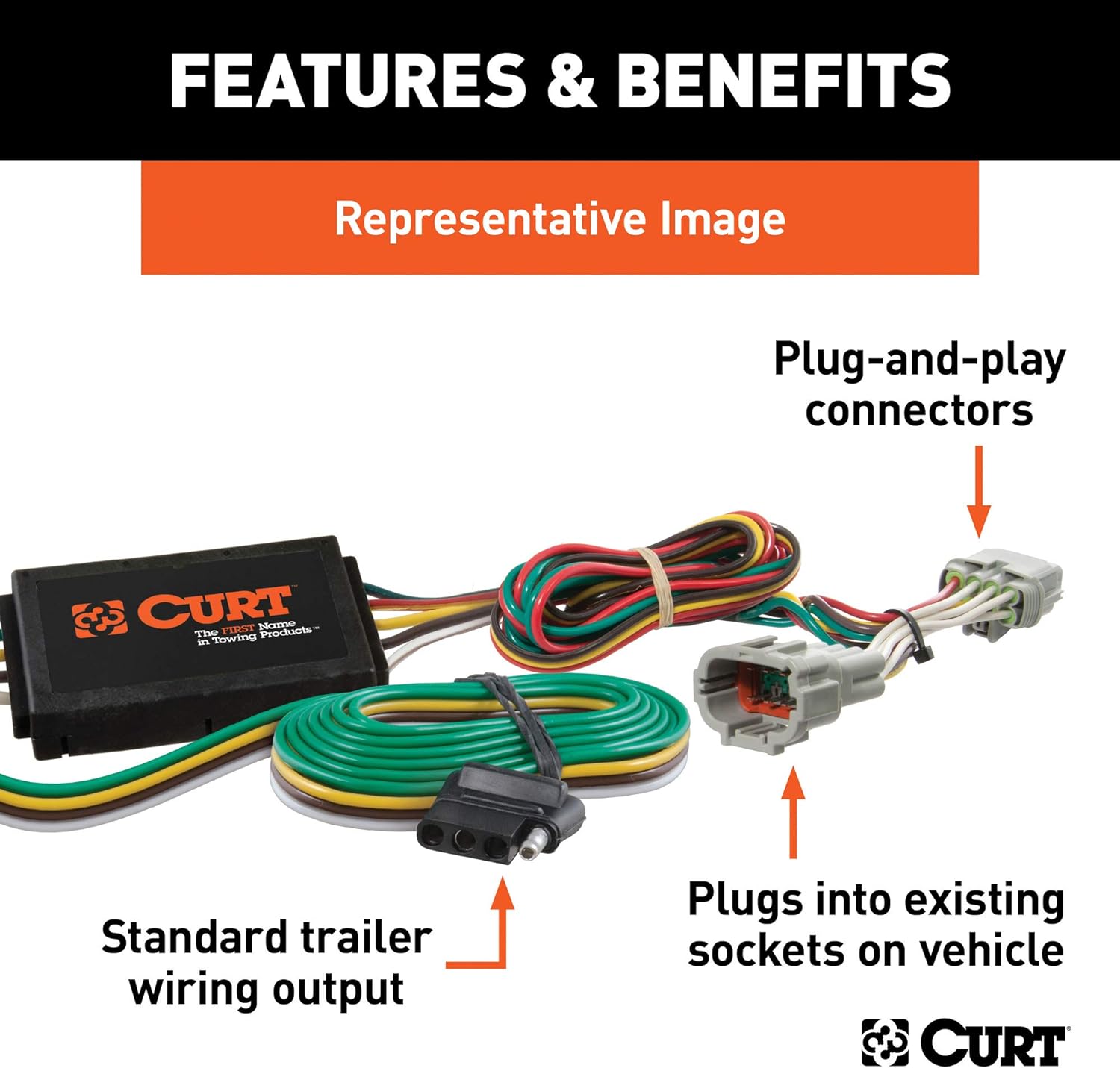 BRAND, CATEGORY, CURT, WIRING, CURT 56378 Vehicle-Side Custom 4-Pin Trailer Wiring Harness, Fits Select Honda Odyssey , Black