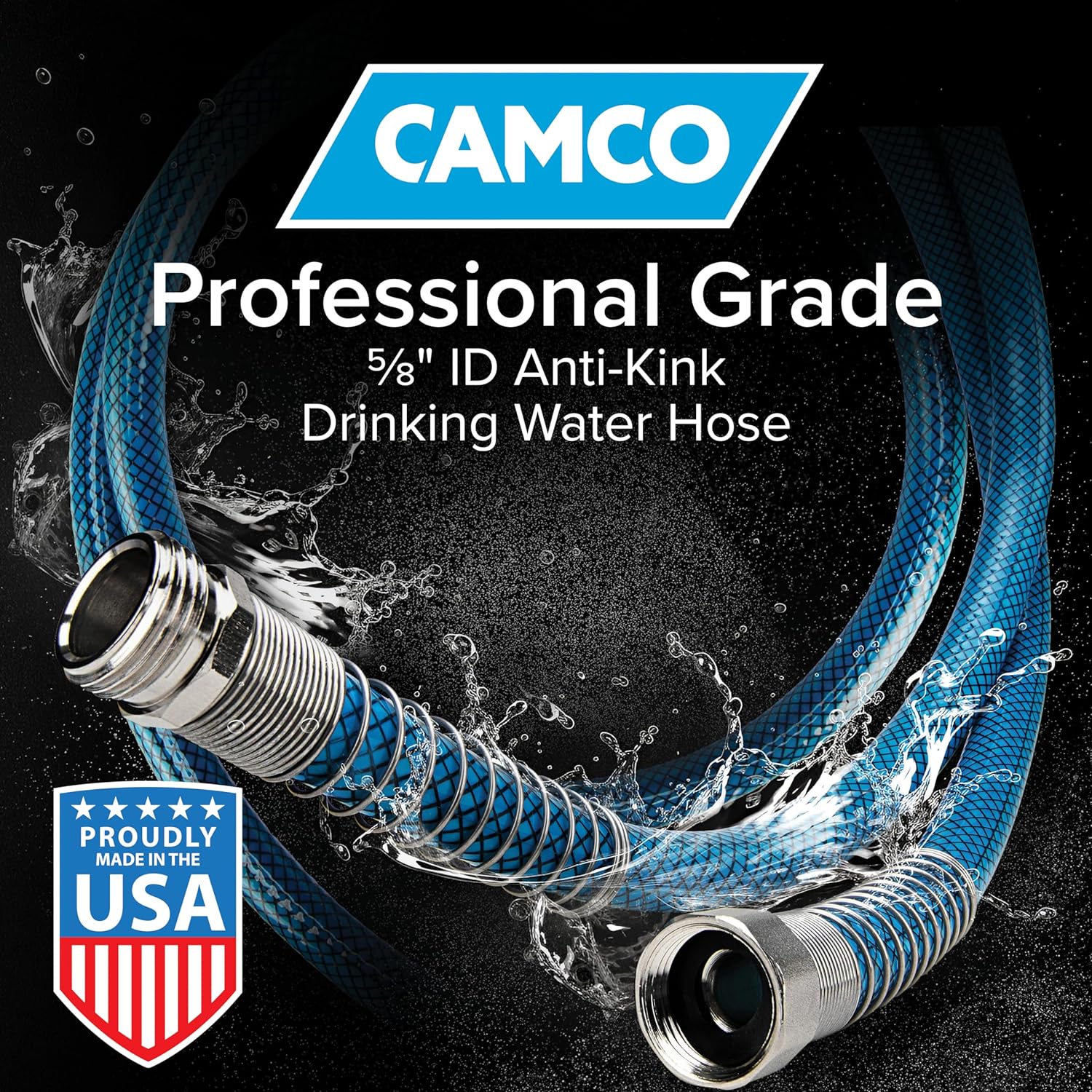 BRAND, CAMCO, CATEGORY, WATER HOSES & FITTINGS, Camco TastePURE 25-Foot Premium Camper/RV Drinking Water Hose - Features a Heavy-Duty No-Kink Design with Strain Relief Ends & 5/8-Inch Inside Diameter - NSF Drinking Water Safe Certified (22833)