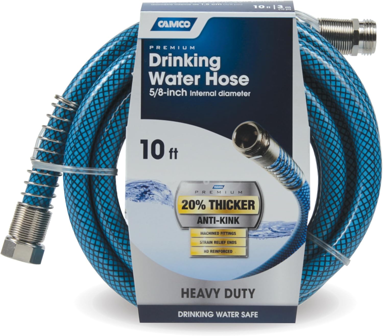 BRAND, CAMCO, CATEGORY, WATER HOSES & FITTINGS, Camco TastePURE 25-Foot Premium Camper/RV Drinking Water Hose - Features a Heavy-Duty No-Kink Design with Strain Relief Ends & 5/8-Inch Inside Diameter - NSF Drinking Water Safe Certified (22833)