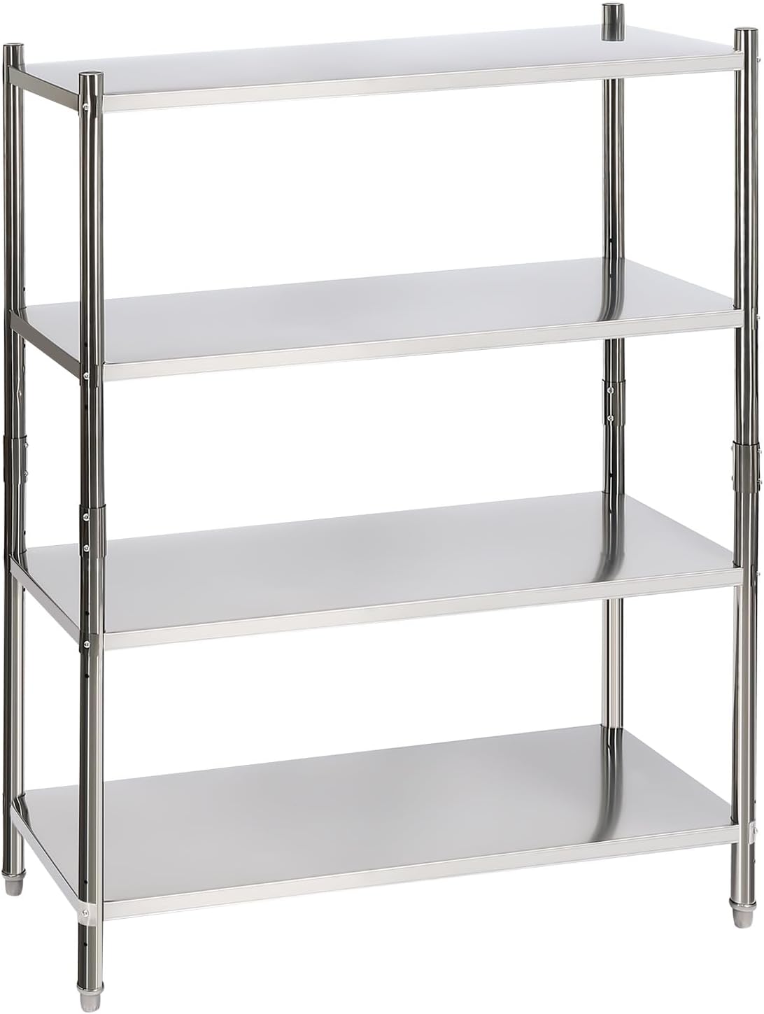 BRAND, CATEGORY, DYNAMI, UTILITY SHELVES, DYNAMI 4-Tier Stainless Steel Shelving, Adjustable Height Stainless Steel Storage Shelf Industrial Storage Rack,Load 330lb Per Shelf,for Kitchen Office Garage (4-Tier,58in W x 17.5in D x 58in H)