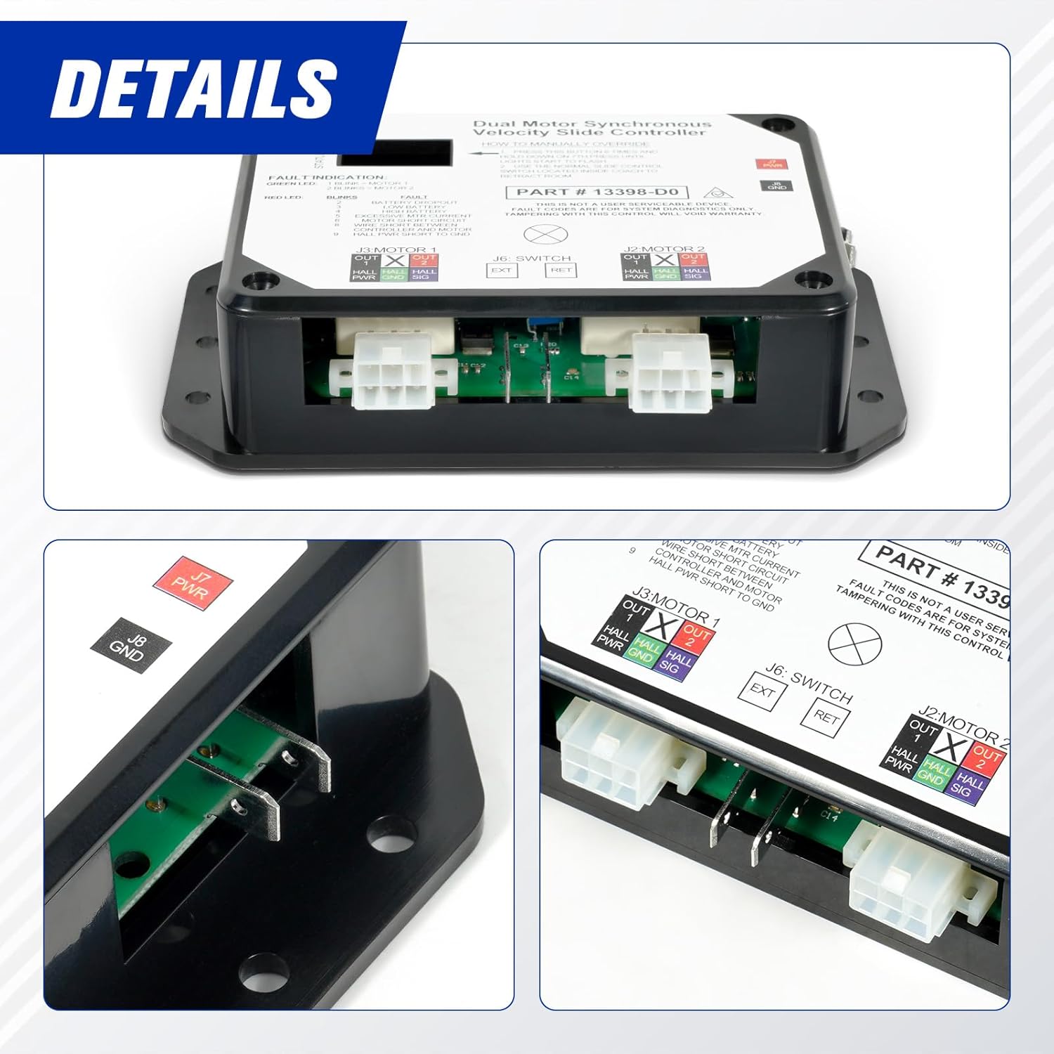 BOOST CONTROLLERS, BRAND, CATEGORY, KOZLIRA, Dual Motor Synchronous Velocity Slide Controller Compatible with Lippert in-Wall Slide-Out on RV #Replace 13398-DO 13398-C2 Controller V-Sync II