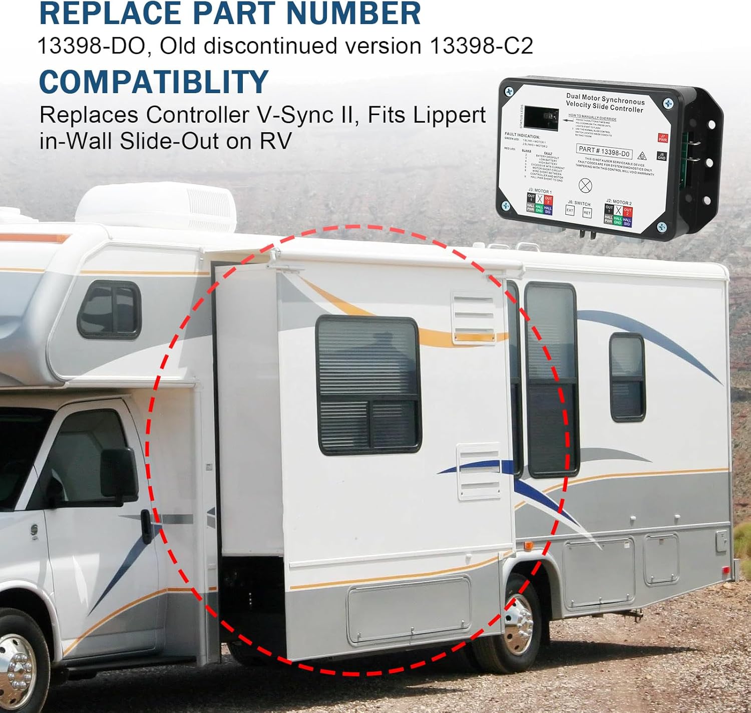 BOOST CONTROLLERS, BRAND, CATEGORY, NIRAKOKA, Dual Motor Synchronous Velocity Slide Controller - Replace Part #13398-D0 #13398-C2 Controller V-Sync II, Compatible with Lippert in-Wall Slide-Out on RV