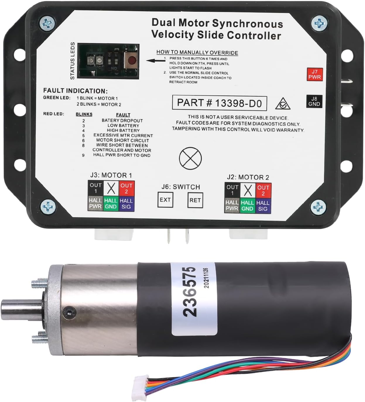 BOOST CONTROLLERS, BRAND, CATEGORY, NIRAKOKA, Dual Motor Synchronous Velocity Slide Controller - Replace Part #13398-D0 #13398-C2 Controller V-Sync II, Compatible with Lippert in-Wall Slide-Out on RV