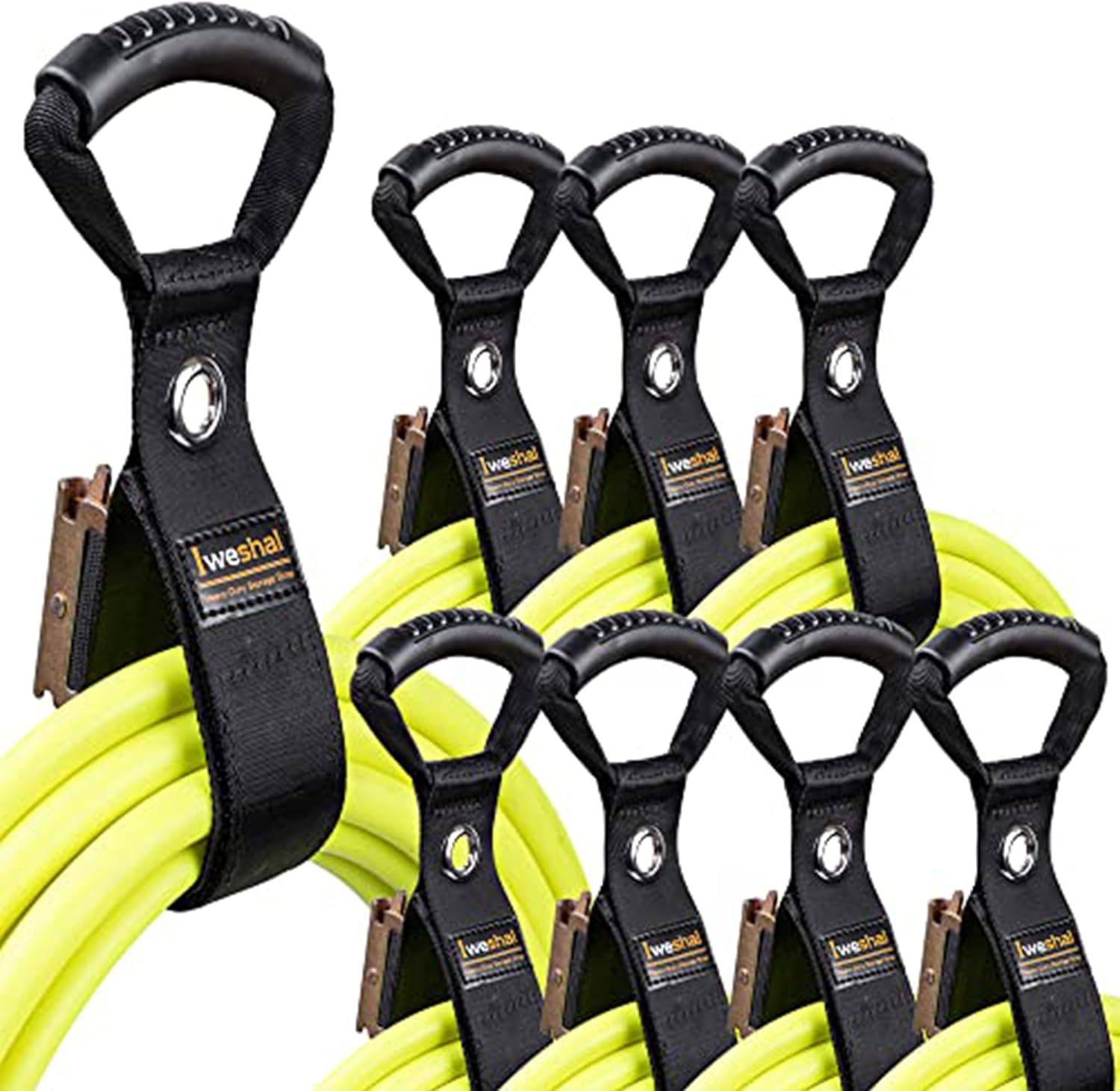 BRAND, CATEGORY, HOOKS, IWESHAL, Extension Cord Organizer for E-Track, 4 Pack Heavy Duty Storage Strap for Cords, Cables, and Hoses Organized on Etrack, 17" Hook and Loop Extension Cord Organizer