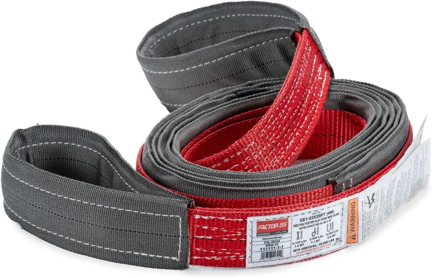 BRAND, CATEGORY, FACTOR 55, TOW STRAPS, Factor 55 PN 00104 Hammerstrap 2 in x 20 ft Ideal for recoveries in challenging terrain and offroad racing.