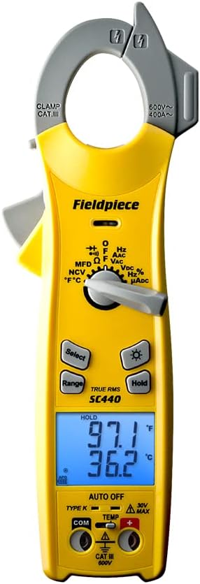 BRAND, CATEGORY, CLAMP METERS, FIELDPIECE, Fieldpiece SC440 True RMS Clamp Meter with Temperature, Inrush Current, Capacitance and Backlight