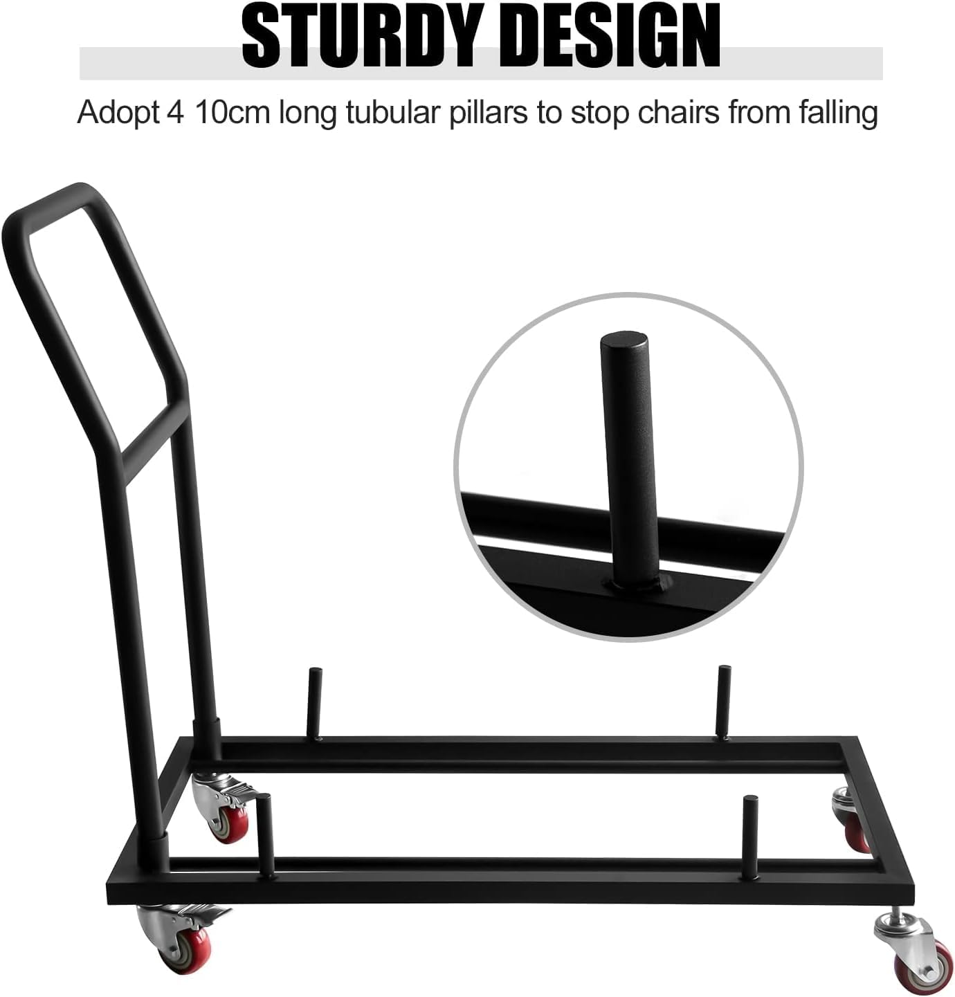 AHLOKI, BRAND, CATEGORY, DOCKING STATIONS, Folding Chair Dolly Black Multi-Function Folding Chair Cart Commercial Grade Steel Frame Storage and Transport Dolly for Plastic Resin and Wood Folding Chairs (39.4" x 20.3" x 40.9")