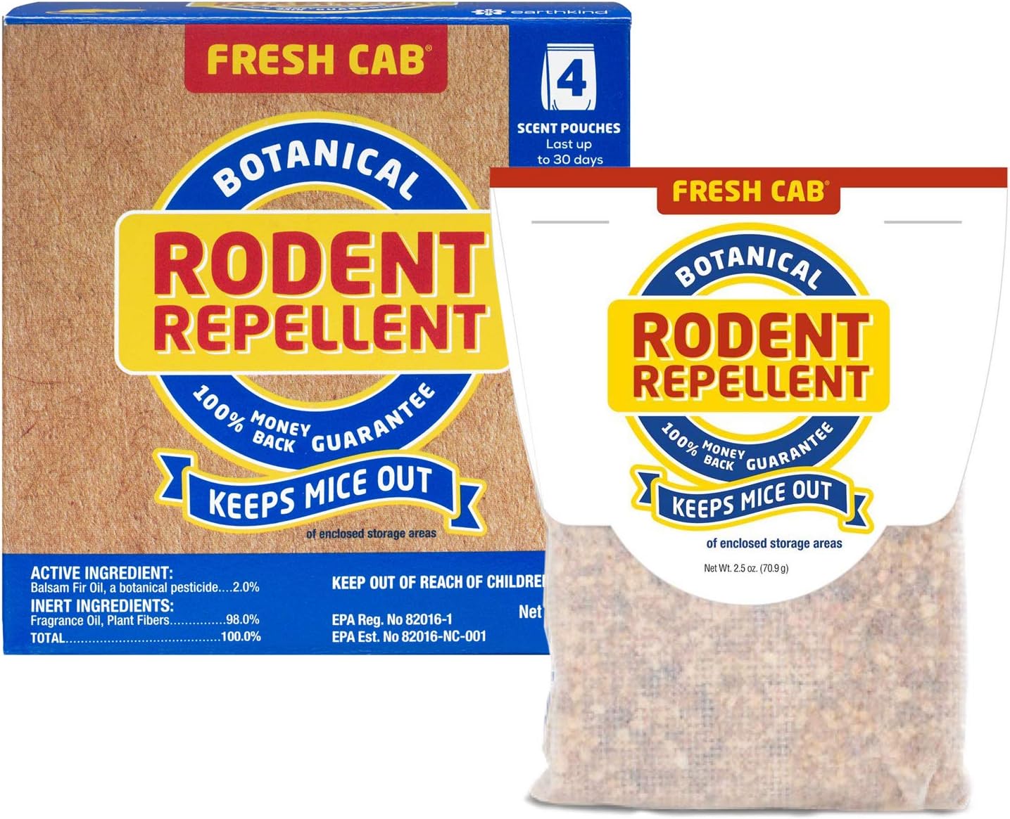 BRAND, CATEGORY, FRESH CAB, SPRAYS, Fresh Cab Rodent Repellent; Quickly Repelling Pests from Treated Areas; Preventing Re-Infestation for up To 3 Months; Safe for Children, Pets and the Environment; Non-Toxic; 8-Scent Pouches