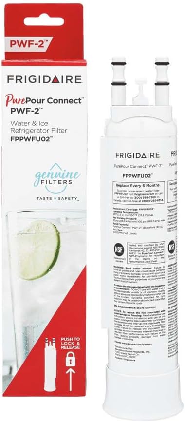 BRAND, CATEGORY, FRIGIDAIRE, WATER FILTERS, Frigidaire PurePour Connect™ PWF-2™ Water & Ice Refrigerator Filter,1 Count (Pack of 1)