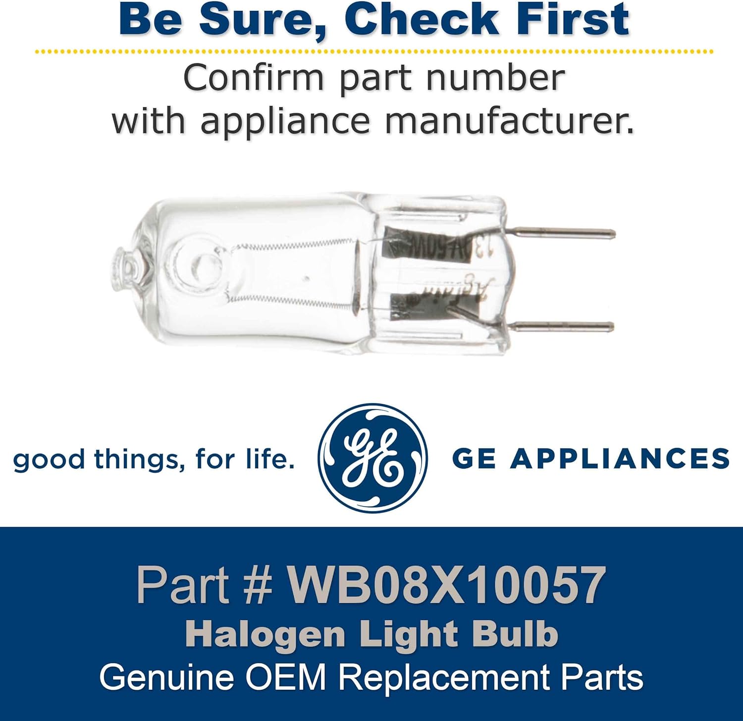 BRAND, CATEGORY, GE, HALOGEN BULBS, GE WB08X10057 Genuine OEM Halogen Light Bulb for GE Microwaves