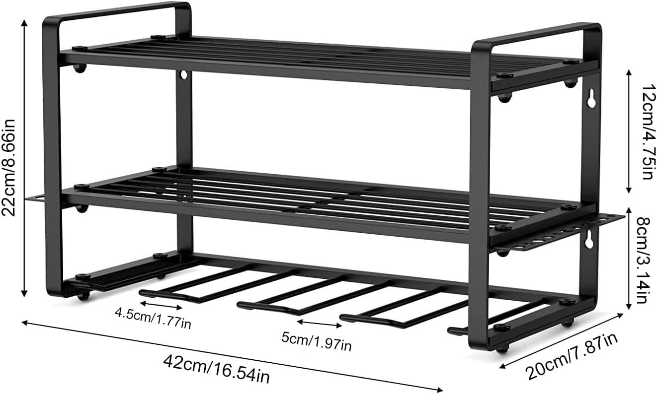 BRAND, CATEGORY, STORAGE RACKS, VANSZA, Drill Rack Wall Mount, Garage Accessories Space-Saving Drill Rack, Floating Drill Organizer Wall Mount Heavy Duty Drill Storage, Power Tool Wall Organizer for Garage Organization